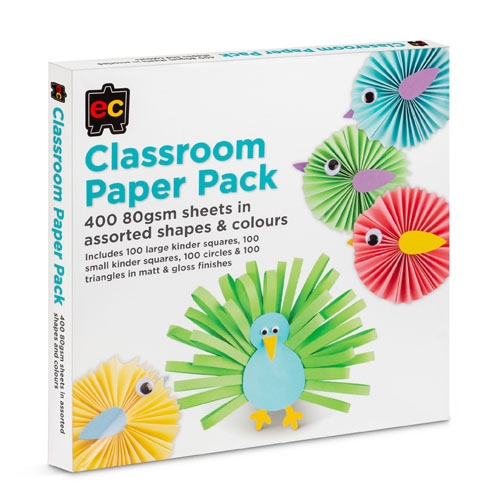 Classroom Paper Pack 80gsm 400shts Asst Shapes & Cols. EC